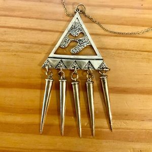 Long bronze-gold spike illuminate necklace